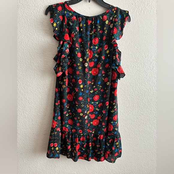 J. Crew Women’s Floral Printed Flutter Sleeveless Multicolor Keyhole Dress XS - Picture 5 of 15